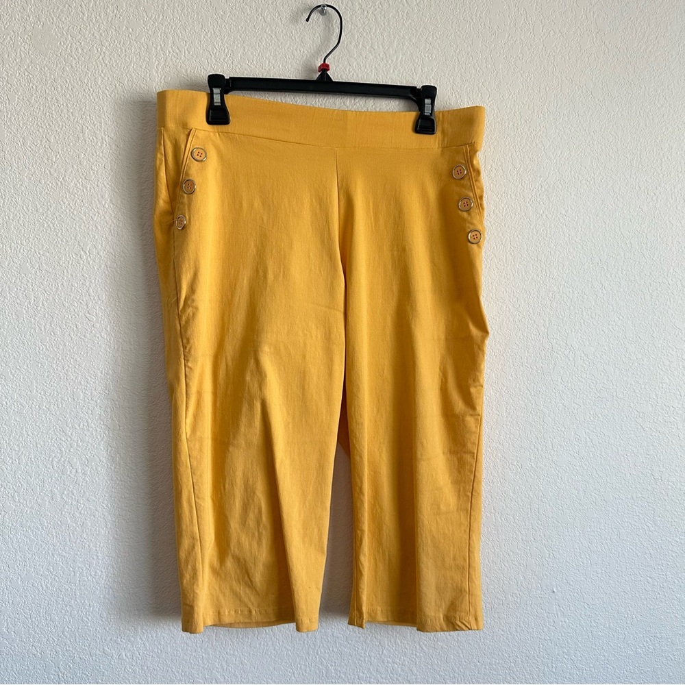 Yellow Button-Accent Pants